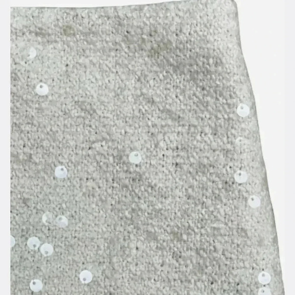 KENAR WHITE SEQUINED MINI SKIRT LINED STRETCHY SIZE 6 - Picture 5 of 12